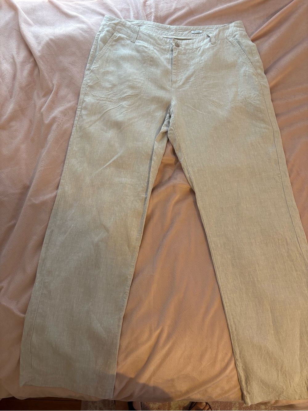 MAC Women's Straight-Leg Linen Blend Pants in Light Taupe